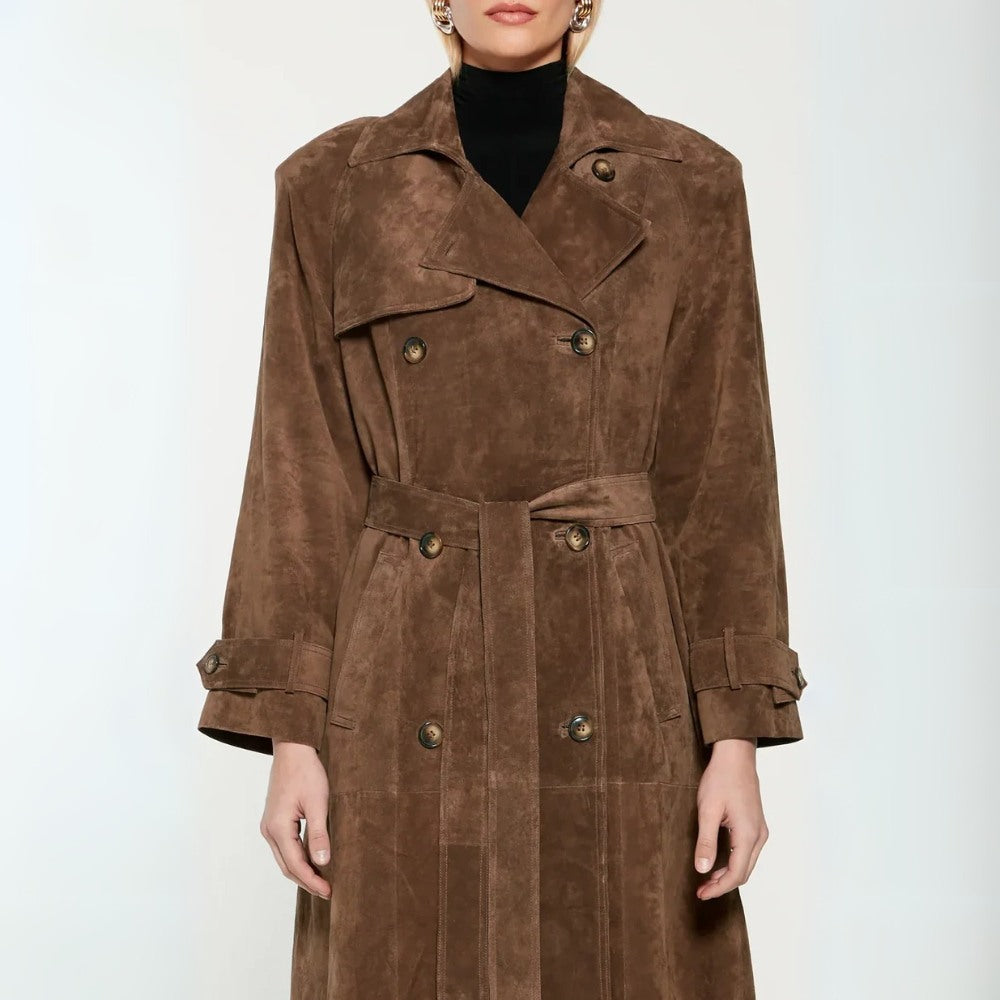 Eva suede trench coat - Mocha